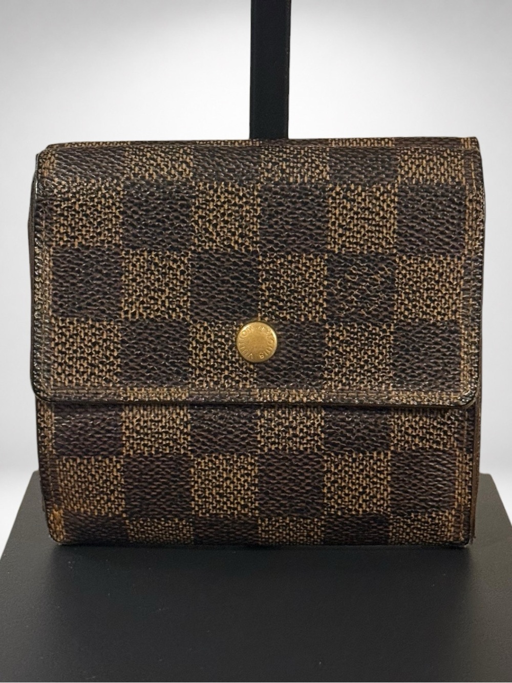 Louis Vuitton Porte Feuille Elise Trifold Wallet Damier Ebene Brown France